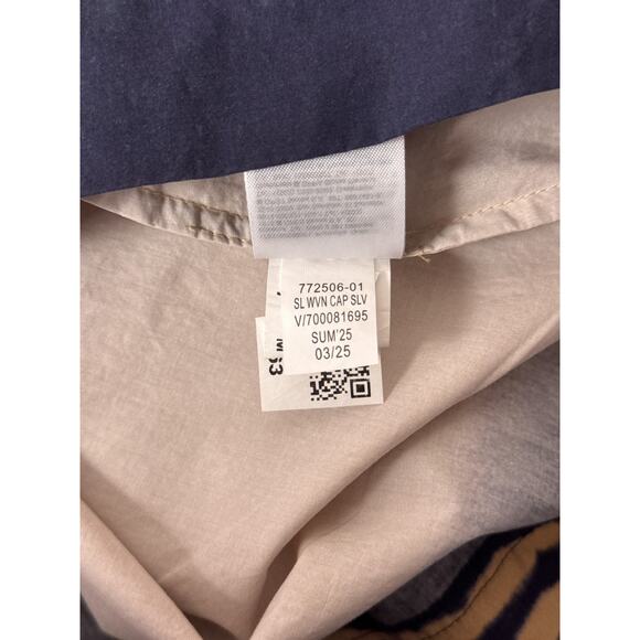 Banana Republic Romper Medium Womens Cotton Poplin Green & Navy Tie Dye - Picture 10 of 11